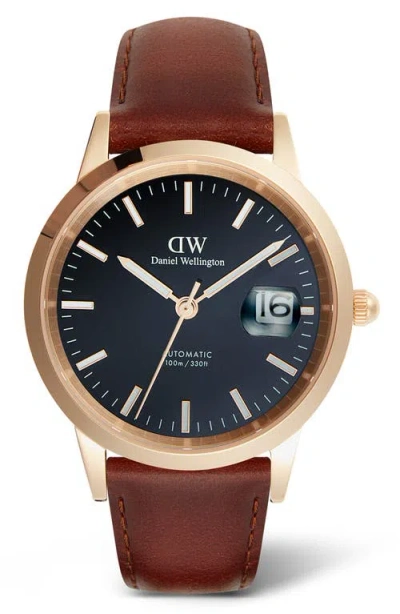 Daniel Wellington Iconic Automatic Leather Strap Watch, 40mm
