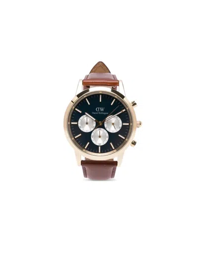 Daniel Wellington Iconic Chronograph St Mawes 42mm In Brown