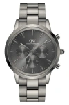 Daniel Wellington Iconic Link Chronograph Bracelet Watch, 42mm In Silver