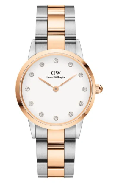 Daniel Wellington Iconic Lumine Bracelet Watch, 28mm In Rose Gold/silver
