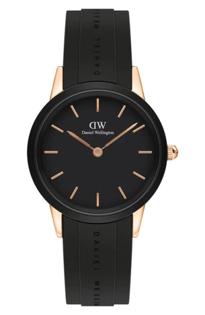 Daniel Wellington Iconic Motion Rubber Strap Watch, 32mm In Black