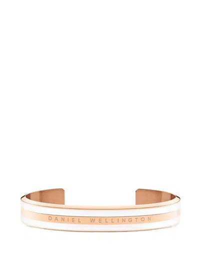 Daniel Wellington Logo-engraved Striped Cuff Bracelet In Gold
