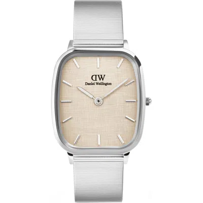 Daniel Wellington Marlon Linen Wire Bracelet Watch, 32mm X 36mm In Silver
