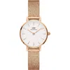 Daniel Wellington Melrose Mesh Strap Watch, 24mm In Rose Gold/white