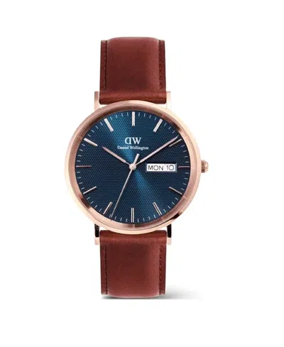 Daniel Wellington Men's Analog Brown Leather Watch, 40mm