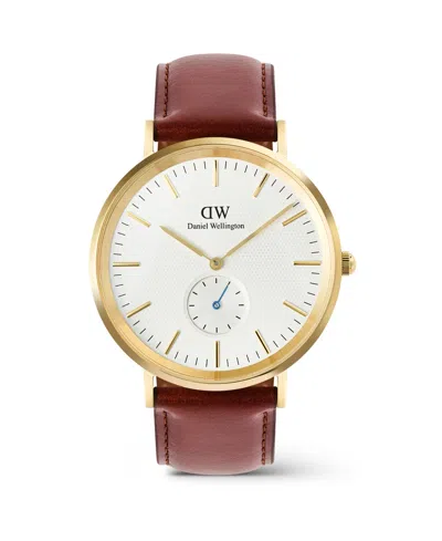 Daniel Wellington Men's Analog Brown Leather Watch, 40mm