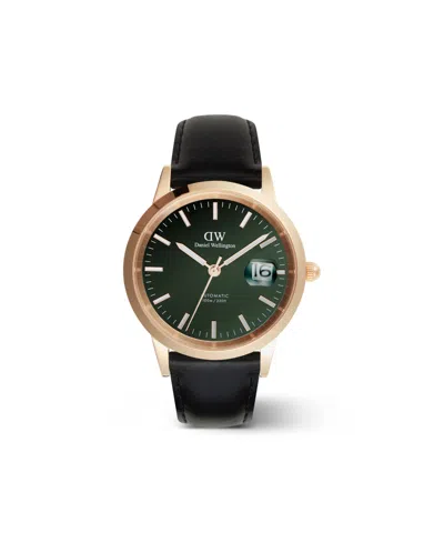 Daniel Wellington Men's Automatic Black Leather Watch, 40mm