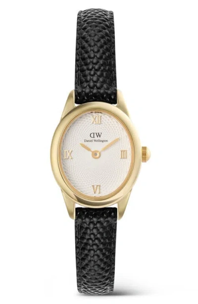 Daniel Wellington Ophelia Mini Leather Strap Watch, 22mm X 25.5mm In Black