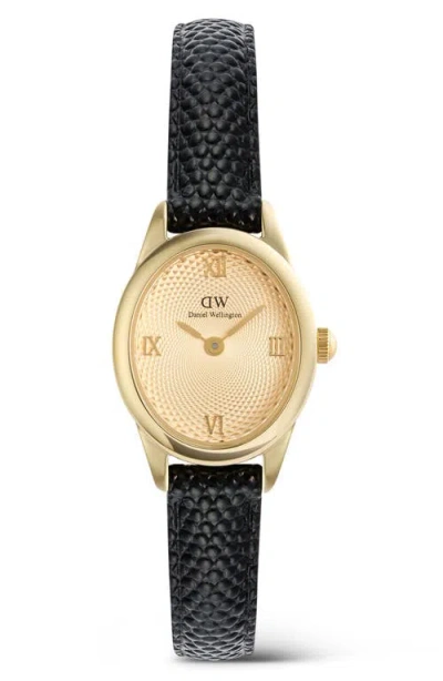 Daniel Wellington Ophelia Mini Leather Strap Watch, 22mm X 25.5mm In Black