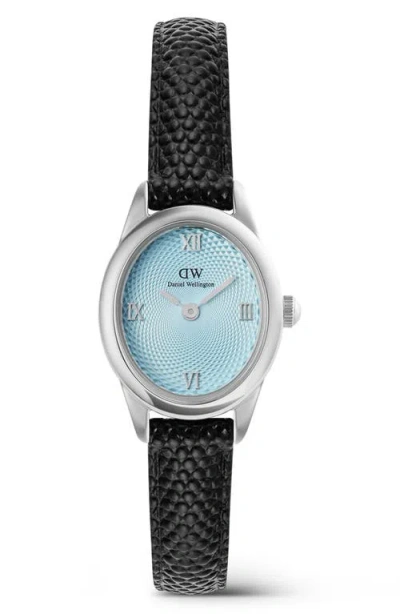 Daniel Wellington Ophelia Mini Leather Strap Watch, 22mm X 25.5mm In Black