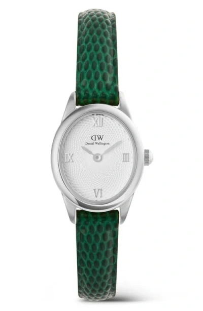 Daniel Wellington Ophelia Mini Leather Strap Watch, 22mm X 25.5mm In Green
