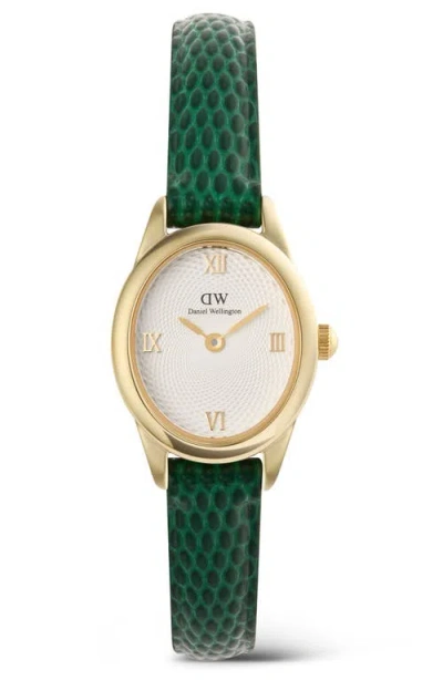 Daniel Wellington Ophelia Mini Leather Strap Watch, 22mm X 25.5mm In Green