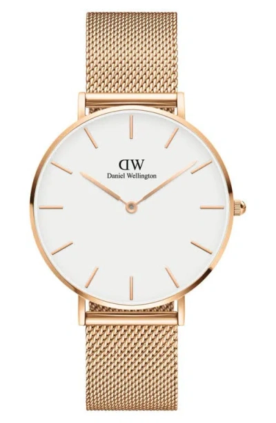 Daniel Wellington Petite Ashfield Mesh Strap Watch, 36mm In Rose Gold/white