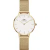 Daniel Wellington Petite Evergold Mesh Strap Watch, 28mm In Gold/eggshell