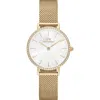 Daniel Wellington Petite Lumine Mesh Strap Watch, 28mm In Gold