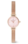 Daniel Wellington Petite Mini Melrose Mesh Watch, 19mm In Rose Gold