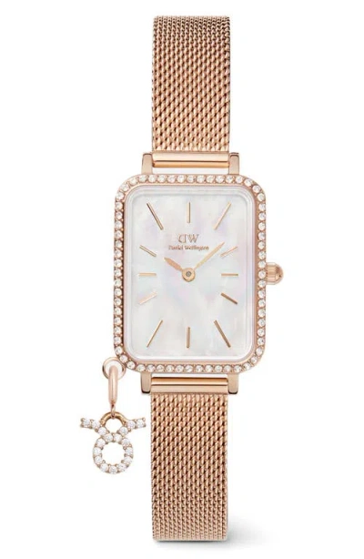 Daniel Wellington Quadro Charm Mesh Strap Watch,