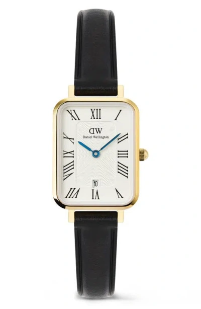 Daniel Wellington Quadro Leather Strap Watch, 20mm X 26mm In Black