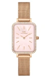 Daniel Wellington Quadro Mesh Strap Watch, 20mm X 26mm In Gold