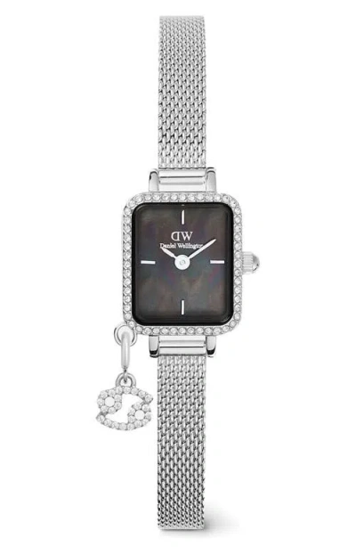 Daniel Wellington Quadro Mini Charm Mesh Strap Watch, 20mm
