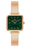 Daniel Wellington Quadro Studio Mesh Strap Watch, 22mm In Rose Gold/green