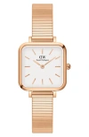 Daniel Wellington Quadro Studio Mesh Strap Watch, 22mm In Rose Gold/white