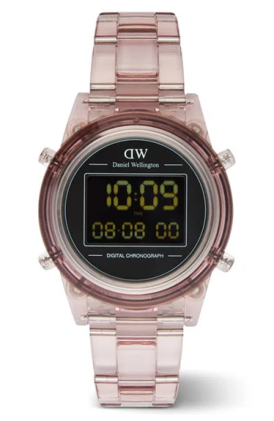 Daniel Wellington Retro Digital Bracelet Watch, 36mm In Transparent Rose Pink