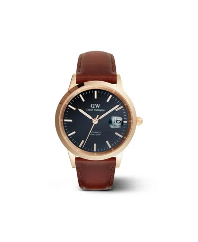 Daniel Wellington Unisex Automatic Brown Genuine Italian Chrome-free Leather Watch, 40mm