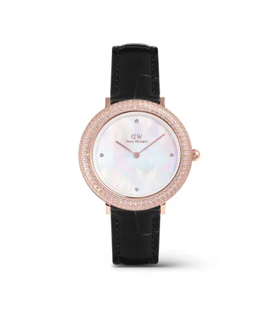 Daniel Wellington Women's Analog Black Leather Watch, 32mm