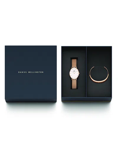 Daniel Wellington Women's Analog Rose Gold-tone Stainless Steel Watch Set, 32mm