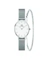 Daniel Wellington Women's Analog Silver-tone Stainless Steel Watch Set, 28mm In Metallic