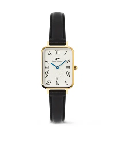 Daniel Wellington Women's Date Black Leather Watch 26, Mm