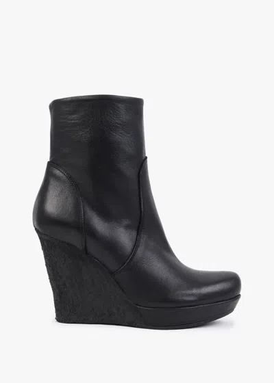Daniel Wisest Black Leather Wedge Ankle Boots