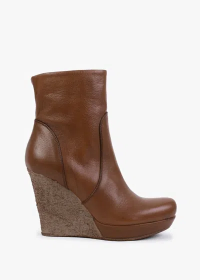 Daniel Wisest Tan Leather Wedge Ankle Boots