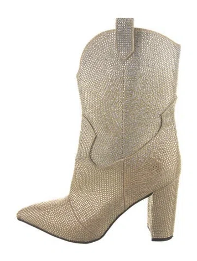 Pre-owned Daniel X Diamond Glitter Western Boots In Gold