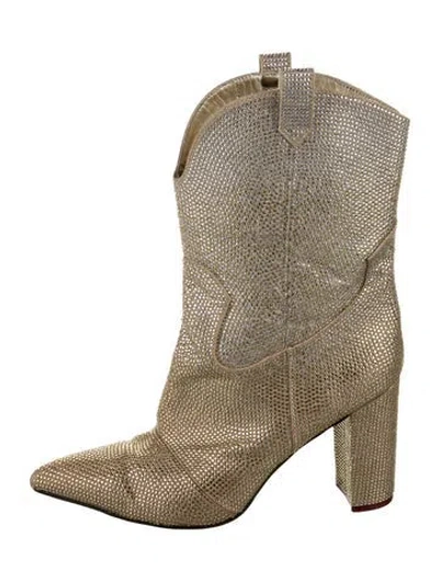 Pre-owned Daniel X Diamond Sequins Western Boots In Gold