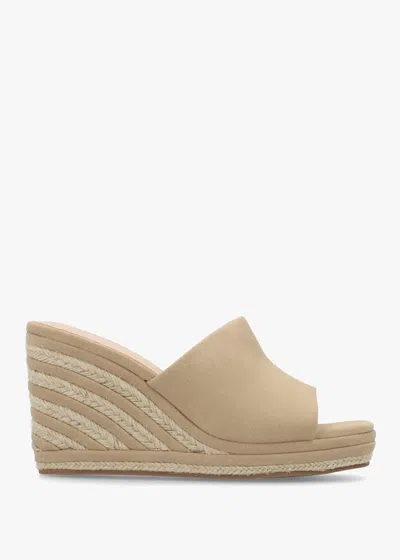 Daniel Yana Beige Striped Wedge Espadrilles In Nude