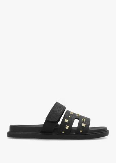 Daniel Yasmine Black Studded H Bar Flat Mules
