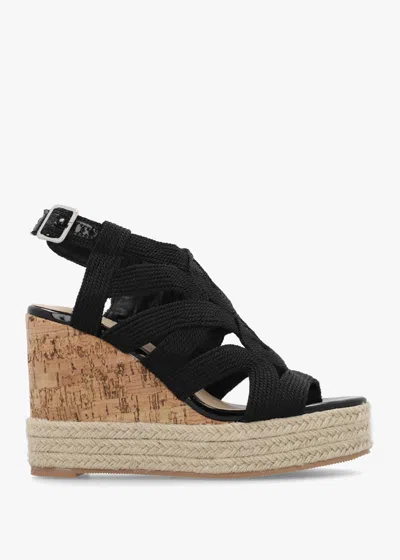 Daniel Yope Black Rope High Wedge Espadrille Sandals