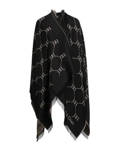 Daniela Drei Woman Cape Black Size Onesize Wool, Acrylic, Viscose