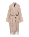 Daniela Drei Woman Coat Beige Size 10 Viscose, Wool, Elastane In Beige
