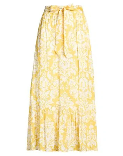 Daniela Drei Woman Maxi Skirt Yellow Size 14 Viscose In Multi