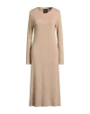 Daniela Drei Woman Midi Dress Sand Size 8 Viscose, Polyamide, Polyester In Nude