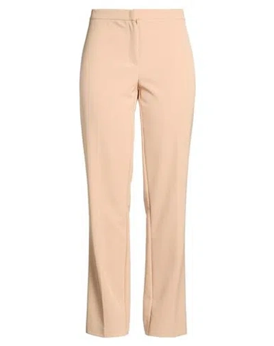 Daniela Drei Woman Pants Beige Size 16 Polyester, Elastane In Pink
