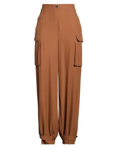 Daniela Drei Woman Pants Brown Size 10 Polyester, Elastane