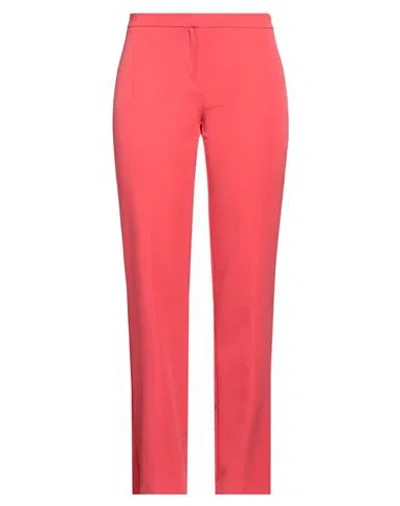 Daniela Drei Woman Pants Coral Size 10 Polyester, Elastane In Red