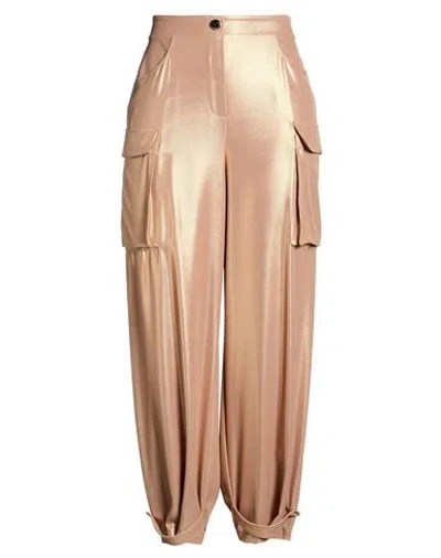 Daniela Drei Woman Pants Gold Size 12 Polyester, Elastane In Brown