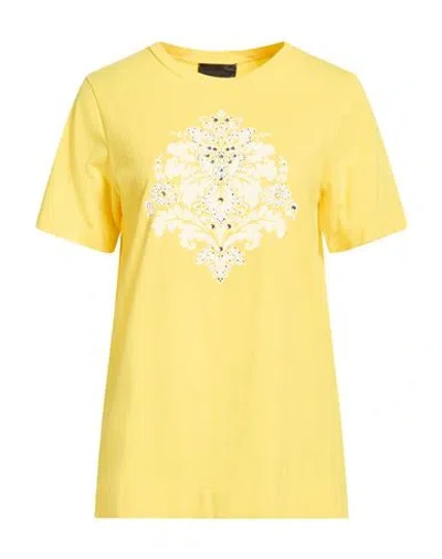 Daniela Drei Woman T-shirt Yellow Size 8 Cotton, Elastane