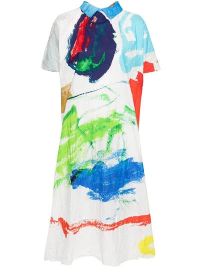 Daniela Gregis Abstract-print Midi Dress In Multicolour