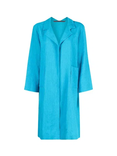 Daniela Gregis 3/4 Sleeve Open Front Wool Jacket In Blue